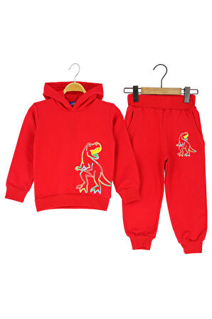 Erkek Çocuk Eşofman Takım Dinozor Baskılı Şardonlu Kışlık