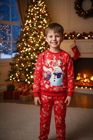 Unisex Noellik Takım Baskılı Şardonlu Kışlık