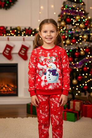 Unisex Noellik Takım Baskılı Şardonlu Kışlık