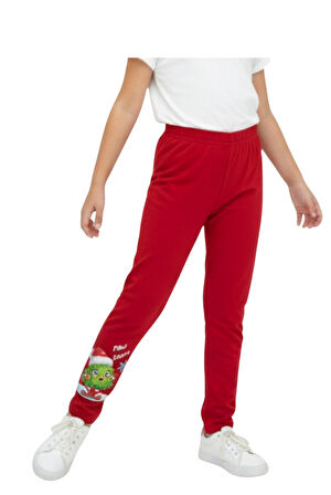 Kız Çocuk Noellik Tayt 2 İplik Şardonlu Baskılı