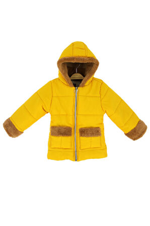 Kız Çocuk Mont Kapüşonlu Kürklü