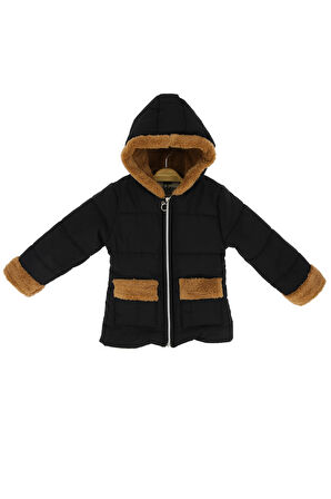 Kız Çocuk Mont Kapüşonlu Kürklü