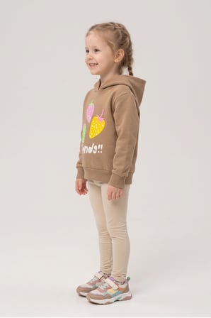 Kız Çocuk Sweatshirt Çilek Baskılı 3 iplik Polarlı Şardonlu %100 Pamuk