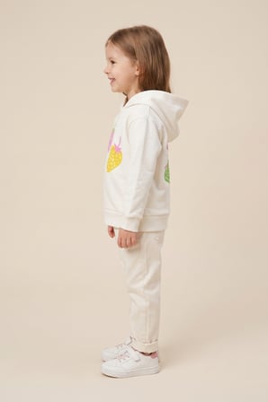 Kız Çocuk Sweatshirt Çilek Baskılı 3 iplik Polarlı Şardonlu %100 Pamuk