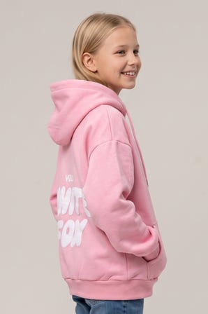 Kız Çocuk Sweatshirt Kapüşonlu Baskılı 3 iplik Şardonlu Polarlı %100 Pamuk