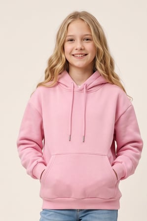 Kız Çocuk Sweatshirt Kapüşonlu Baskılı 3 iplik Şardonlu Polarlı %100 Pamuk