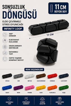 Sonsuzluk Döngüsü / Elde Çevirmeli Stres Oyuncağı / Infinity Loop / Büyük Boy