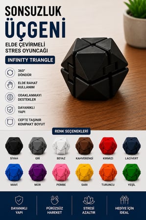 Sonsuzluk Üçgeni / Elde Çevirmeli Stres Oyuncağı / Infinity Triangle / Büyük Boy