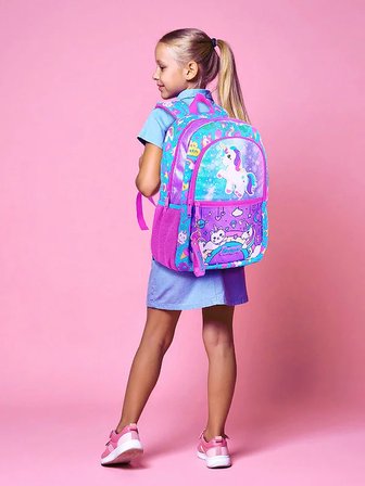 Simli Unicorn Desenli Kız Çocuk İlkokul Sırt Çantası 1007