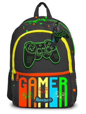 Minosso Gamer Desenli Erkek Çocuk İlkokul Sırt Çantası 1009