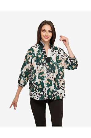 Kadın Leopar Desenli Bluz FRN1106    
