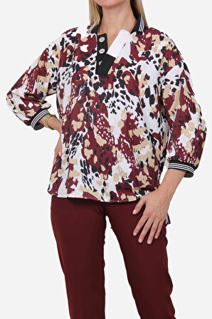Kadın Leopar Desenli Bluz FRN1106    