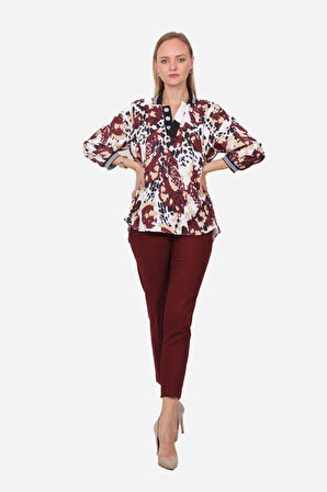 Kadın Leopar Desenli Bluz FRN1106    