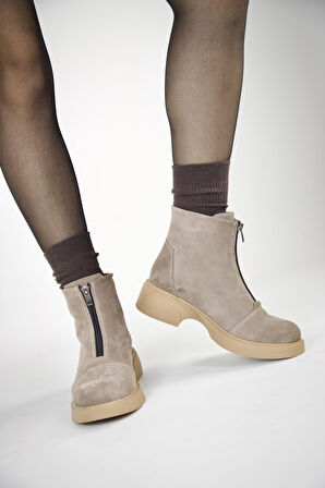 217451115-32 Zenne  Kadın Bot Vizon Deri Süet