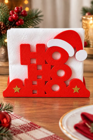Noel Şapkası Figürlü Peçetelik