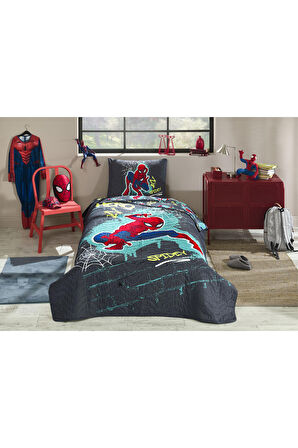 Özdilek Disney Ranforce Tek Kişilik Yatak Örtüsü Gri Spiderman Street
