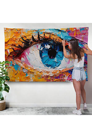 Gözün Renkli Soyut Duvar Örtüsü-7240