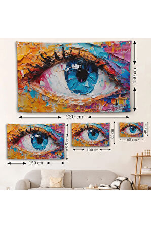 Gözün Renkli Soyut Duvar Örtüsü-7240