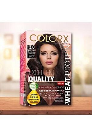 Colorx Saç Boyası Tekli Set - 3.0 KOYU KAHVE