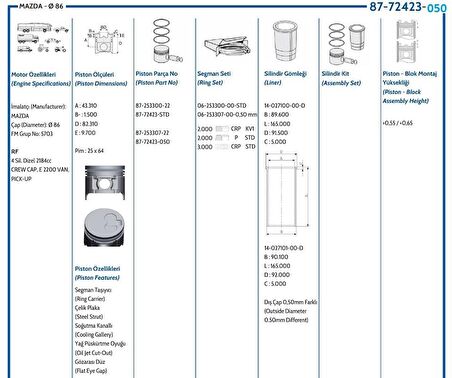 Piston Sekman E2200 1998- 0.50 Ölçü