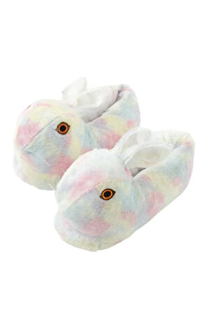 Peluş Tavşan Figürlü Kaymaz ve Ses Yapmaz Ev Panduf PUDRA - MAVİ