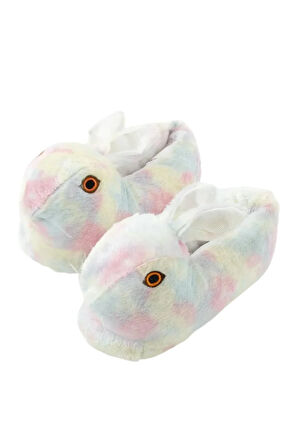 Peluş Tavşan Figürlü Kaymaz ve Ses Yapmaz Ev Panduf PUDRA - MAVİ