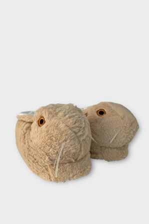 Peluş Tavşan Figürlü Kaymaz ve Ses Yapmaz Ev Panduf BEJ