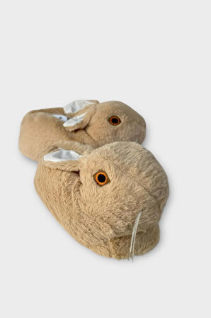 Peluş Tavşan Figürlü Kaymaz ve Ses Yapmaz Ev Panduf BEJ