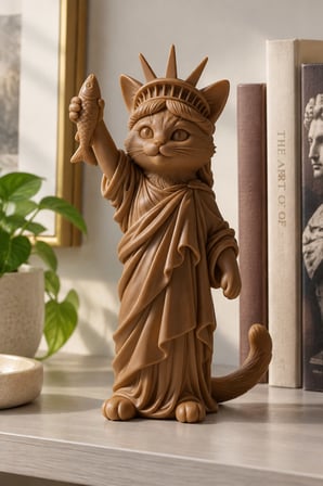 Özgürlüğün Kedisi Figürlü Dekoratif Biblo - Büyük Boy - 22cm