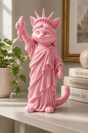 Özgürlüğün Kedisi Figürlü Dekoratif Biblo - Büyük Boy - 22cm