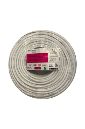 Prysmian 3x2.5 mm Beyaz TTR Çok Telli Kablo H05VV-F 100 METRE