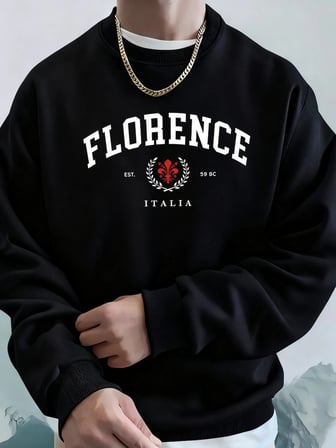 Florence Italia Mektup Desenli Giysiler Unisex Spor Sokak Hoody Gevşek Günlük Spor Giyim Sonb