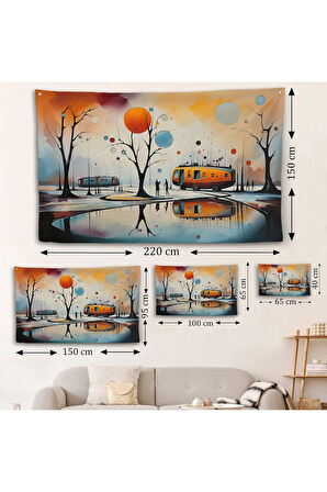 Kandinsky Soyut Kampçı Kış Manzara Duvar Örtüsü-7247