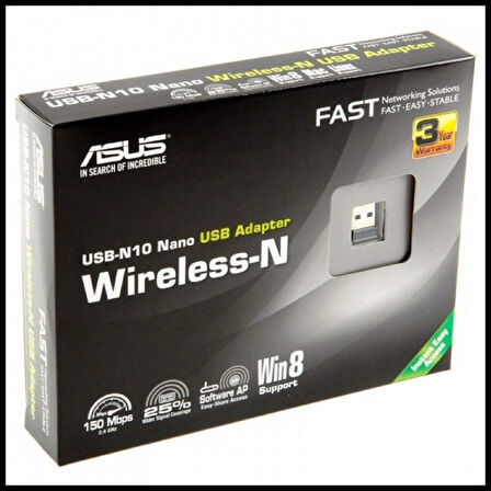 Asus Usb-n10 Nano, 150mbps, 2.4ghz, Usb2.0, Wıreless Ethernet