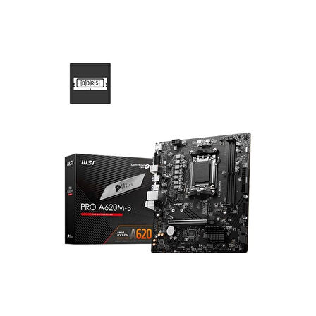 ONTECH - Msı Pro A620m-b Ddr5 6800mt/s 1xvga 1xhdmı 1xm.2 Usb3.2 Matx Am5 (amd 7000,8000 Ve 9000 Seri İşlemci Uyumlu)