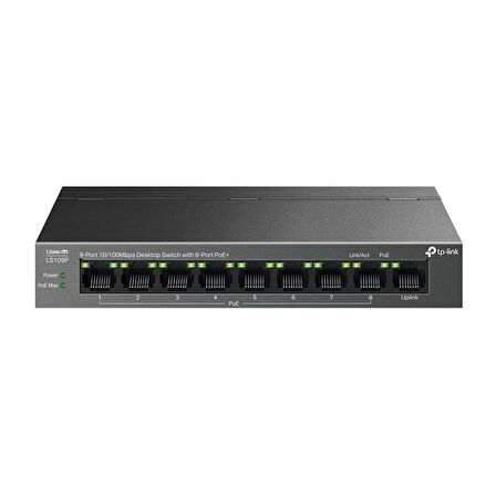 ONTECH - Tp-lınk Ls109p 8 Port 10/100 +1 Port Rj45 Uplınk 63w 250 Metre Poe Mesafe Metal Kasa Swıtch