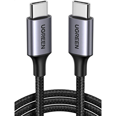 ONTECH - Ugreen Usb-c 60w 3a Qc Pd Örgülü Hızlı Şarj Kablosu 1 Mt Siyah 50150