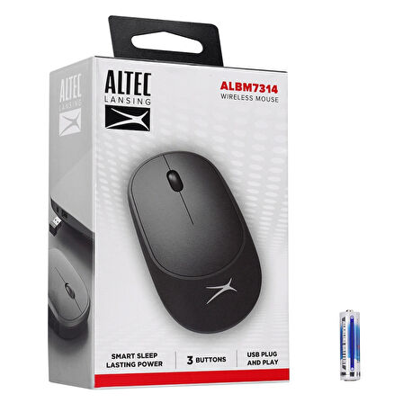 Altec Lansing Albm7314, Siyah, 2.4ghz Usb,  1200dpı, Kablosuz Optik Mouse