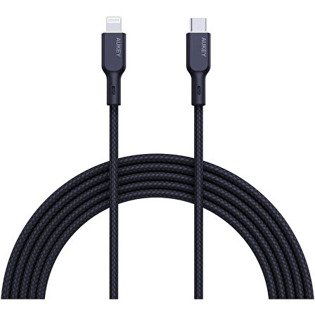 ONTECH - Aukey Cb-ncl1-bk Naylon Örgülü 3a 480mbps Type-c Lıghtnıng Kablosu 1.8mt