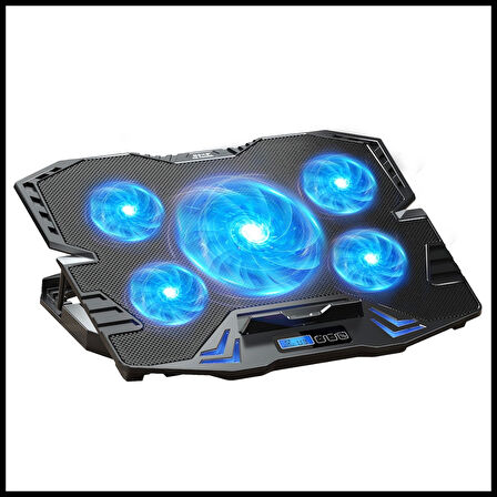 Dexım Dna003, 5ad Fan, 10&quot;-17&quot; Notebook Soğutucu, 5 Kademeli Stand, 5 Farklı Program, Ayarlanabilir Hız, Mavi Ledli (siyah)