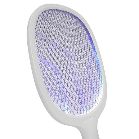 Asonıc As-a25, Beyaz-gri, 3000v, Raket Tipi, Uv Mor Işıklı, 1200mah, Bataryalı, Şarj Edilebilir, Sinek Öldürücü