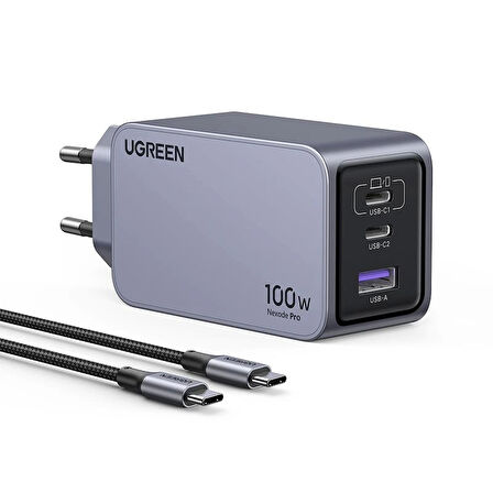 ONTECH - Ugreen Nexode Pro 100w Gan Hızlı Şarj Cihazı Type-c Qc Pd 2xusb-c, 1xusb-a Uzay Grisi 25874