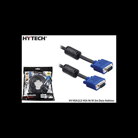 Hytech Hy-vga113, 15pin, İki Ucu Erkek, 3mt, Vga Kablosu