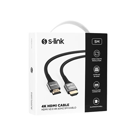 S-lınk Slx-hd4k05, 4k Uhd, Hdmı V2.0, 5mt. 60hz. Metal Uçlu, Kablo