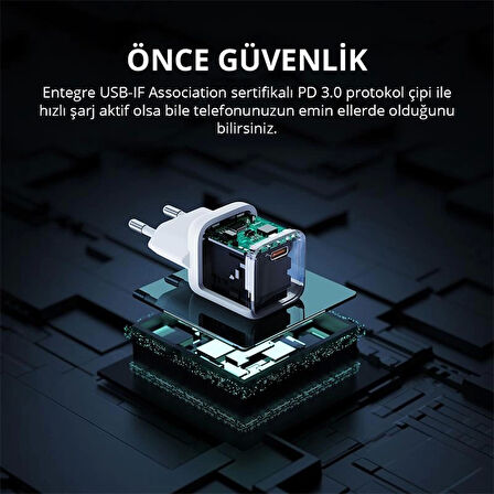 ONTECH - Aukey Pa-b1t-wh 20w Omnia Iı Mini Gan Pd Qc 3.0 Type C Hızlı Şarj Adaptörü