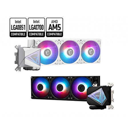 ONTECH - Msı Mag CorelıQuıd I360 Whıte 360mm Argb Cpu İşlemcı Sıvı Soğutucu(lga1150/1151/1155/1156/1200/1700/1851/am4/am5 Uyumlu)