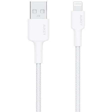 ONTECH - Aukey Cb-bal7-wh Naylon Örgülü Usb-a Lightning Kablosu 0.9mt