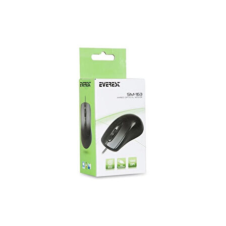 ONTECH - Everest Sm-163 Optik Kablolu Siyah Mouse