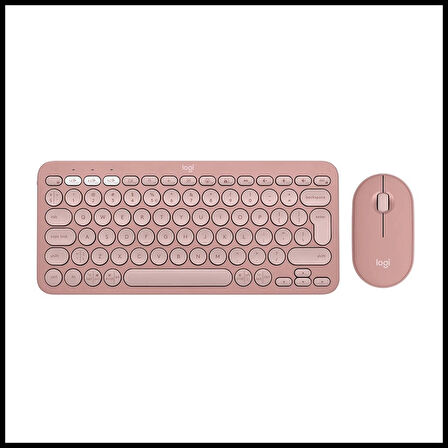 Logıtech Pebble 2 Combo, Rose, 920-012247, Bluetooth, Türkçe, Q, Multimedya, Mini Klavye Mouse Set