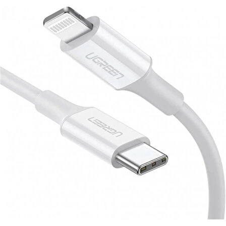 ONTECH - Ugreen Type-c To Lıghtnıng 3a Pd Mfi Sertifikalı Hızlı Şarj Kablosu 1 Mt Beyaz 10493